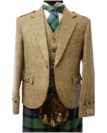 Tweed Kilt Jacket & Vest Brown Herringbone - Made to Measure