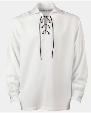 White Jacobite Ghillie Shirt for Kilt