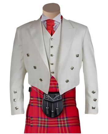 White Prince Charlie Jacket With 5 Button Waistcoat Set