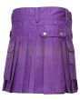 3 Pockets Purple Utility Kilt Back