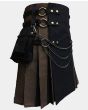 Black And Brown Canvas Cargo Hybrid Kilts