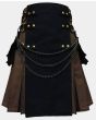 Black And Brown Canvas Cargo Hybrid Kilts