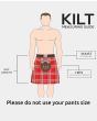 Black Deluxe Modern Kilt And Red Straps Style With Red Cargo Pockets SizeChart