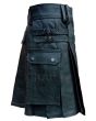 Black Fashion Leather Kilt Side