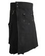 Black Long Women's Utility Kilt Side