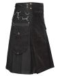 Black Modern Utility Kilt for Men Side