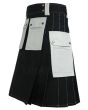 Black & White Hybrid Utility Working Kilt Side