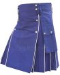 Blue Modern Utility Kilt Pocket Side