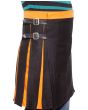 Box Pleated Modern Black and Orange Two Kilt 