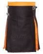 Box Pleated Modern Black and Orange Two Kilt Front