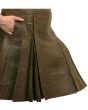Brown Genuine Leather Kilt Side