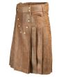 Brown Leather Premium Utility Kilt Side