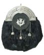 Chrome Celtic Thistle Rabbit Fur Sporran 