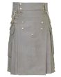 Classic Men Grey Utility Kilt Front