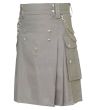 Classic Men Grey Utility Kilt Side