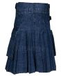 Dark Blue Denim Kilt Back
