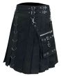Deluxe Black Fashion Kilt for Men Side