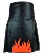 Genuine Fire Flame Black Leather Kilt