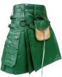Green Leather Kilt for Men Sides