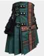 Hunter Green With Brown Medieval Modern Hybrid Kilt