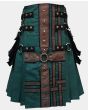 Hunter Green With Brown Medieval Modern Hybrid Kilt