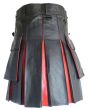 Mens Black And Red Leather Hybrid Kilt Back