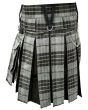 Modern Grey Box Pleated Hybrid Kilt Back
