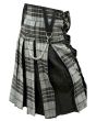 Modern Grey Box Pleated Hybrid Kilt Side