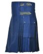 Navy Blue Cotton Utility Kilt Side