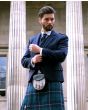 Navy Blue Tweed Kilt Jacket With Waistcoat