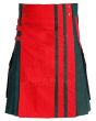 Red and Green Hybrid Kilt Front