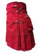 Red Canvas Cloth Straps Utility Kilt Side