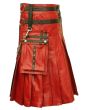 Trendy Black And Red Gothic Hybrid Kilt Side