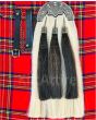 White Horse Hair Sporran With Black Tassels